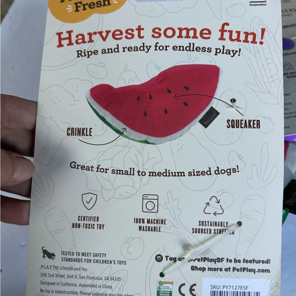 New watermelon eggplant squeaky crinkle dog toys